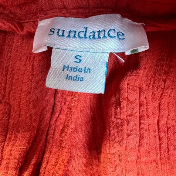 Sundance Pants Womens Small Orange Gauze Button Front Straight Leg Coastal Beach - Picture 7 of 16